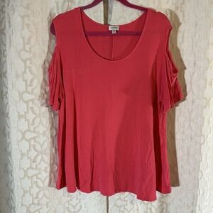 Avenue Salmon Cold Shoulder Plus Size 22/24 Top Short Sleeve